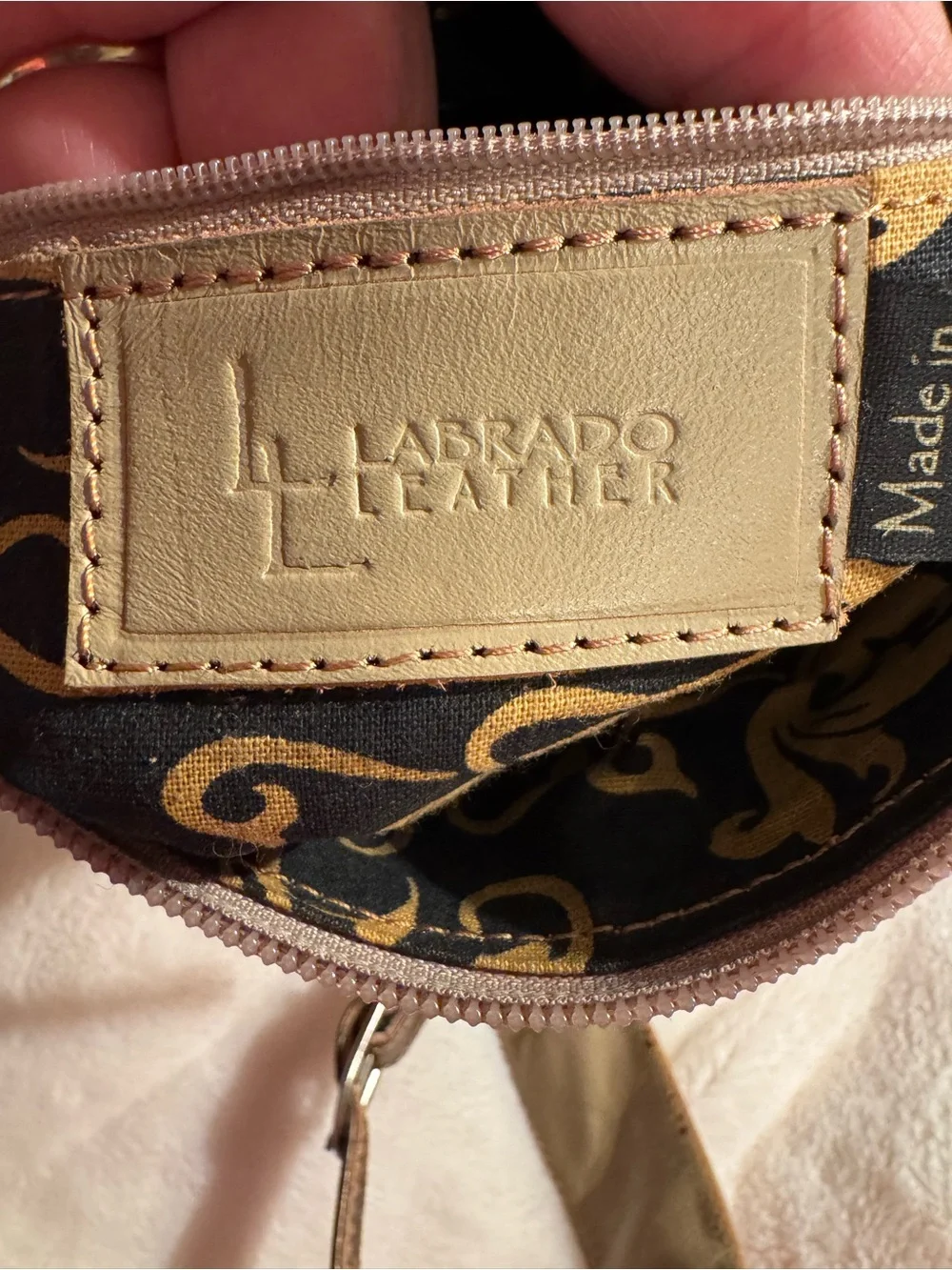 Labrado Leather in Beige and Brown - crossbody Embossed Leather Design - Picture 7 of 15